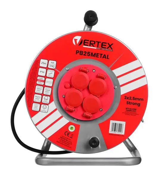 VERTEX PB25METAL 3x2,5 mm juodos spalvos prailginimo kabelis – 2