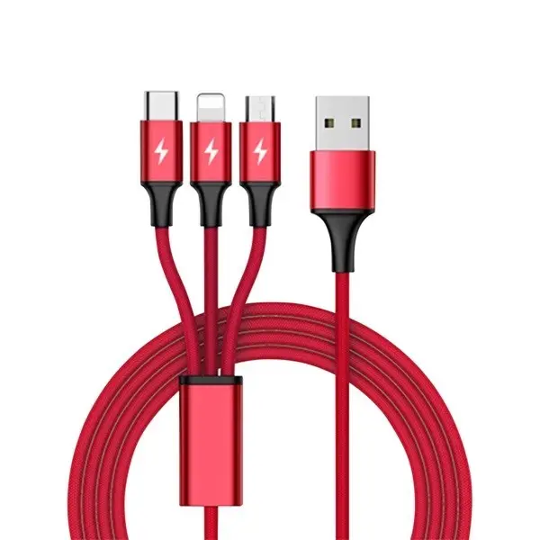 UNITEK C4049RD Unitek Cable 3-in-1 USB-Type-C/MicroUSB/Lightning 1.2m red C4049RD – 5