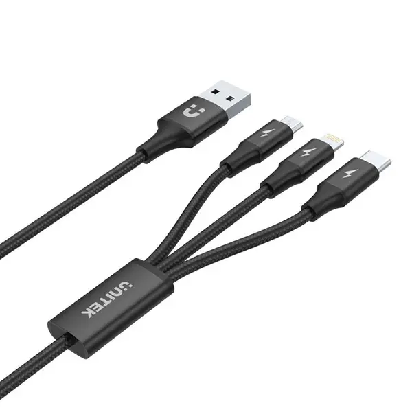 UNITEK C14049BK USB kabelis 1,2 m USB 2.0 USB C Micro-USB B/Lightning Juoda – 13