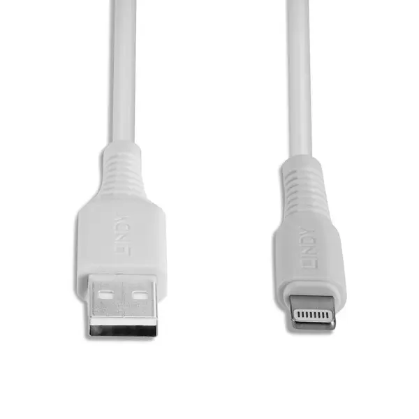 Kabelis - LINDY 2m USB Type A to Lightning Cable, 480Mbps, White – 6