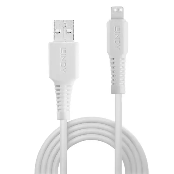 Kabelis - LINDY 2m USB Type A to Lightning Cable, 480Mbps, White – 7