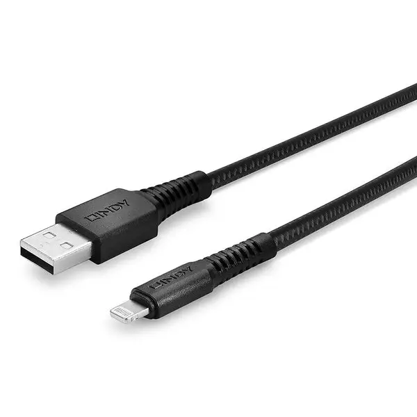 Kabelis - LINDY 2m USB Type A į Lightning kabelis, 480Mbps, juodas – 9