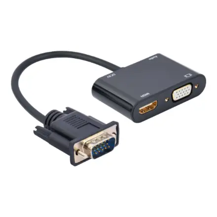 GEMBIRD VGA to HDMI + VGA adapter cable 0.15m black – 3