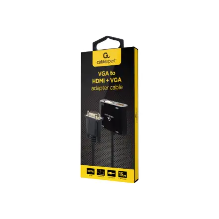 GEMBIRD VGA to HDMI + VGA adapter cable 0.15m black – 14