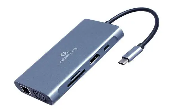 [Atidaryta pakuotė] GEMBIRD A-CM-COMBO7-01 Multi Port Adapter USB Type C Hub3.0 HDMI VGA PD card reader stereo audio space grey – 8