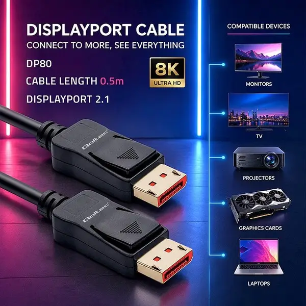DisplayPort cable M/M v2.1 54G 0.5m – 3
