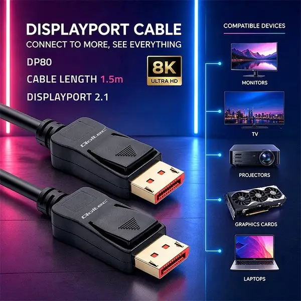 DisplayPort cable M/M v2.1 54G 1.5m – 3