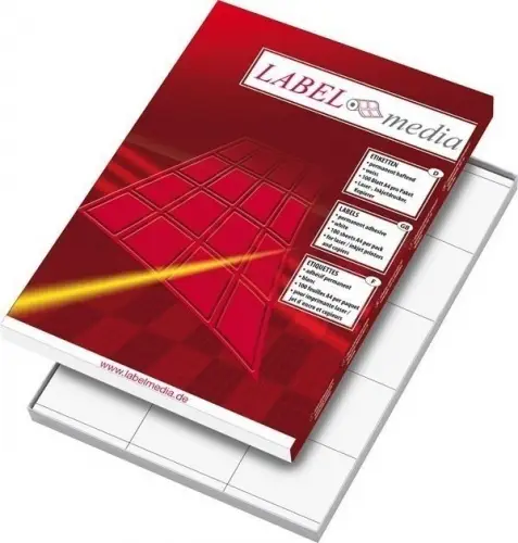 Lipnios etiketės LabelMedia, A4, baltos, 52.5x21.2 mm, (56) (100) 0707-764