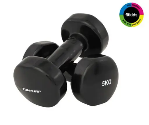 Tunturi viniliniai hanteliai 5,0 kg, juodi, 2vnt