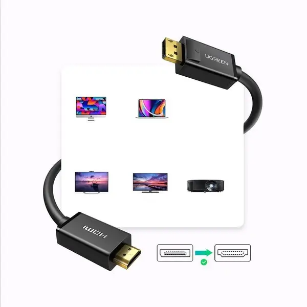 Ugreen 10203 vaizdo kabelio adapteris 3 m DisplayPort HDMI Juoda – 10