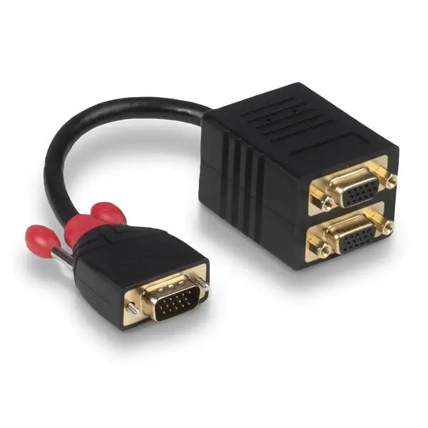 VGA Skirstytuvas - LINDY 2 Prievadų VGA Skirstymo Kabelis, 200 mm, Juodas – 3