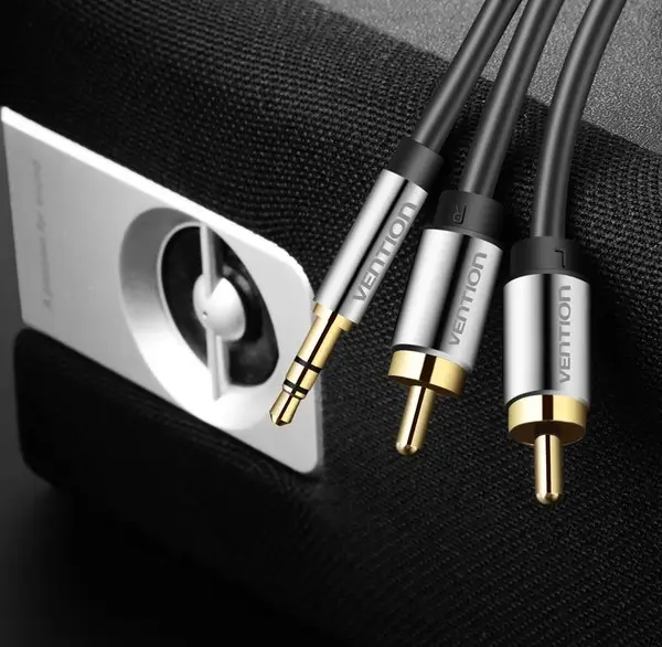 Vention BCFBF garso kabelis 1 m 3.5mm 2 x RCA Aliuminis, Juoda – 2