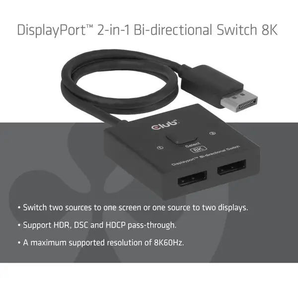 VIDEO SWITCH DP 2IN-1/CSV-1009 CLUB3D – 3