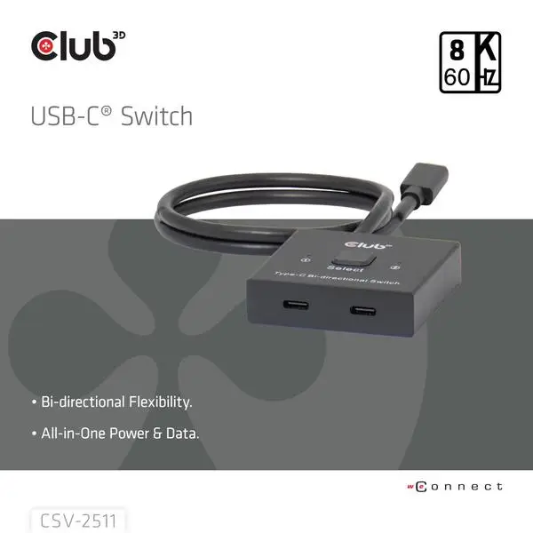 VIDEO SWITCH USB-C 2PORT/CSV-2511 CLUB3D – 6