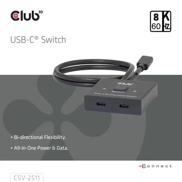 VIDEO SWITCH USB-C 2PORT/CSV-2511 CLUB3D – 9