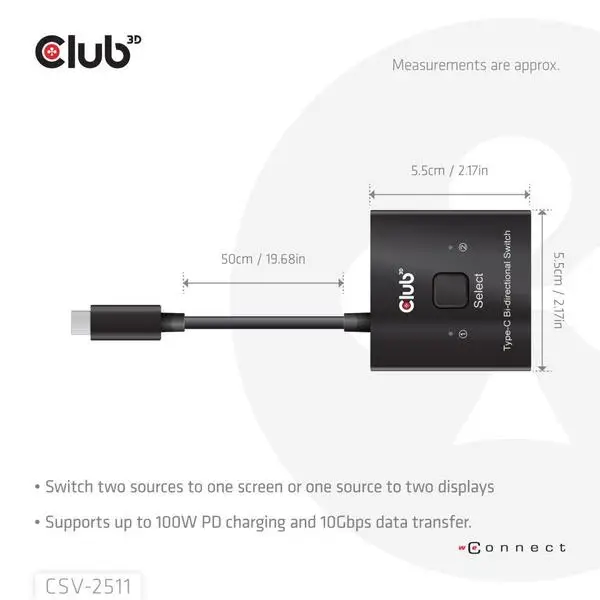 VIDEO SWITCH USB-C 2PORT/CSV-2511 CLUB3D – 10