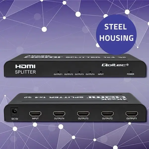 Qoltec 51798 Aktyvus HDMI skirstytuvas 4 x HDMI 4K x 2K – 5