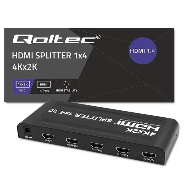 Qoltec 51798 Aktyvus HDMI skirstytuvas 4 x HDMI 4K x 2K – 9