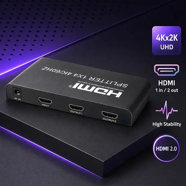 Qoltec 51797 Aktyvus HDMI skirstytuvas 2 x HDMI 4K x 2K – 3