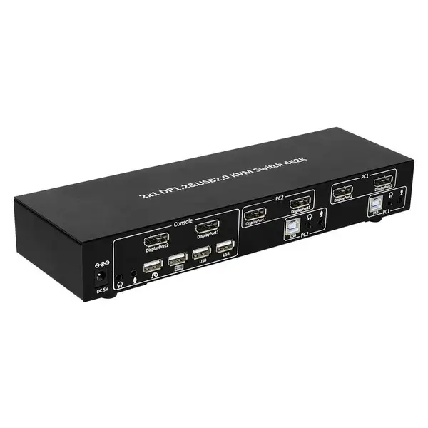 TECHLY 101928 2-port DisplayPort/USB dual-monitor KVM switch 2x1 with audio – 2
