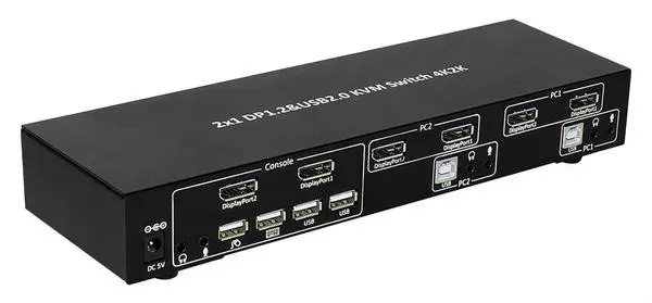 TECHLY 101928 2-port DisplayPort/USB dual-monitor KVM switch 2x1 with audio – 5