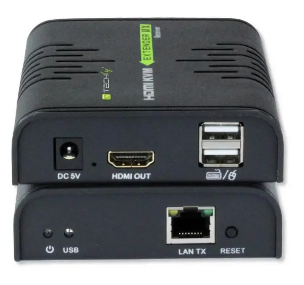 TECHLY 028214 HDMI KVM Extender w/ USB mouse and keyboard by Cat5/5e/6 cable up to 120m – 2