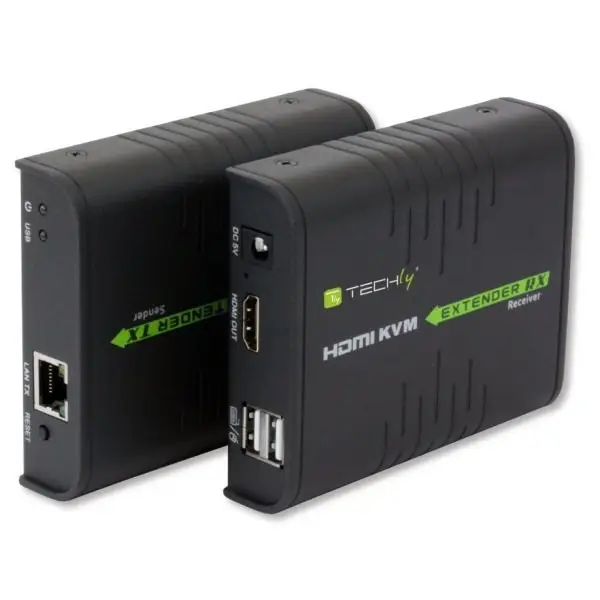 TECHLY 028214 HDMI KVM Extender w/ USB mouse and keyboard by Cat5/5e/6 cable up to 120m – 6