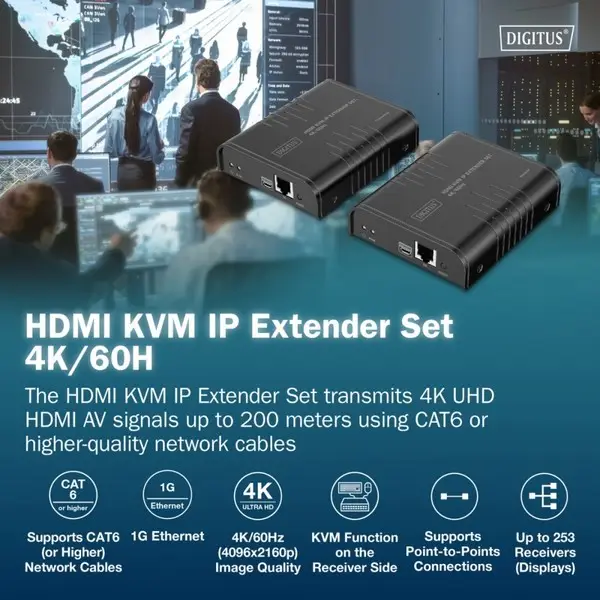 Digitus HDMI KVM IP Extender Set, 4K/60Hz – 5