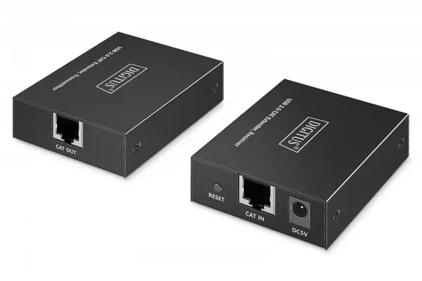 Category 6 UTP USB 2.0 Extender up to 150m, 4× USB-A up to 480 Mbps, 1× RJ45 (Gigabit Ethernet) - Kit (Receiver/Transmitter) – 2