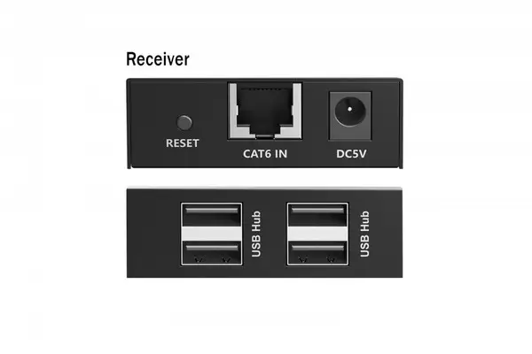 Category 6 UTP USB 2.0 Extender up to 150m, 4× USB-A up to 480 Mbps, 1× RJ45 (Gigabit Ethernet) - Kit (Receiver/Transmitter) – 3