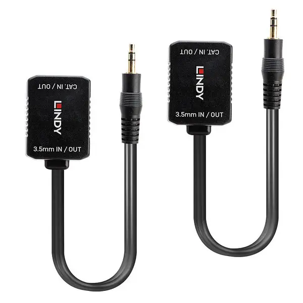 Garso Prailginimas - LINDY Cat.6 3.5mm Stereo Garso Prailginimas, 500 m, Juodas – 2