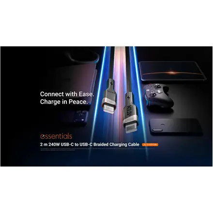 Aten 240W USB-C to USB-C Braided Charging Cable, 2 m – 2
