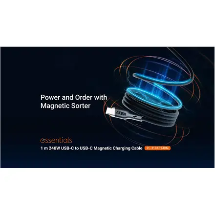 Aten 240W USB-C to USB-C Magnetic Charging Cable, 1 m – 2