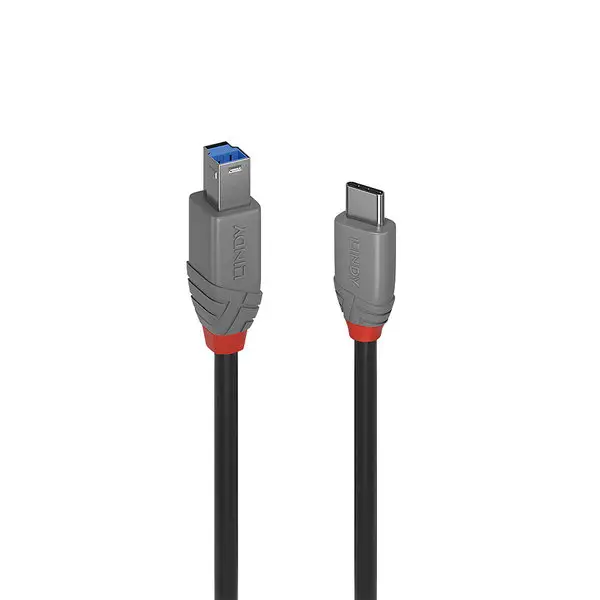 USB Kabelis - LINDY Anthra Line USB 3.2 Type C į B Laidas, M/M, 5Gbp, 0.5 m, Juodas – 2