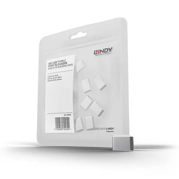 USB Priedas - LINDY USB C Prievado Blokatoriai, ABS, 8.25x5.15x2.4mm, Balti, 10 vnt. – 3