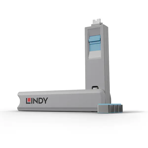 USB Priedas - LINDY USB C Prievado Blokatorių Rinkinys, 4 vnt. + raktas, ABS, Mėlynas – 2