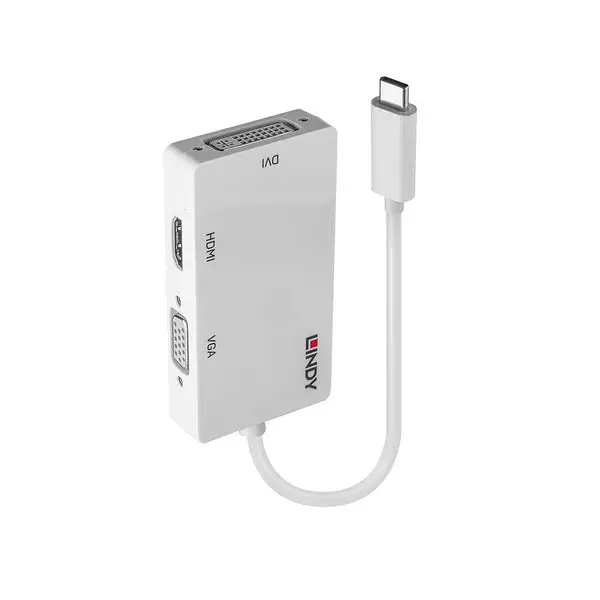 Adapteris - LINDY USB Type C Triple Display Converter HDMI DVI VGA 3840x2160 – 2