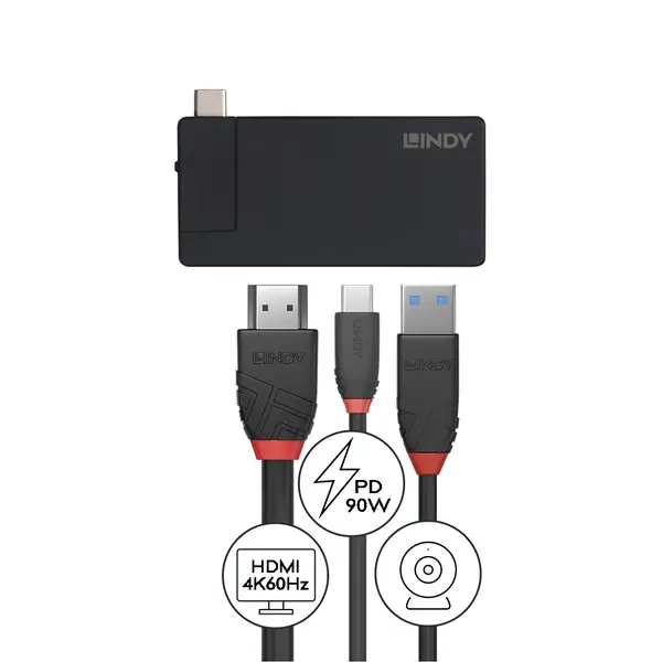 USB-C dokų stotis - LINDY DST-Micro 4K HDMI, 100W PD, USB 3.2 Gen 1 – 3