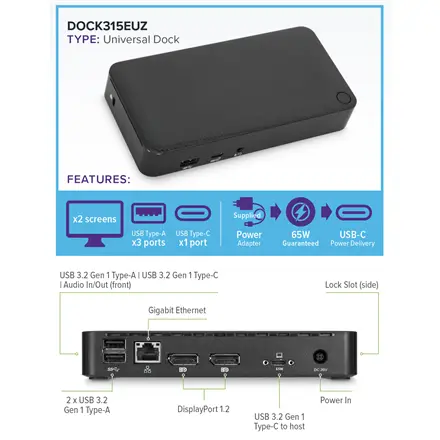 TARGUS Universal USB-C DV4K Docking Station with 65W Power Delivery – 6