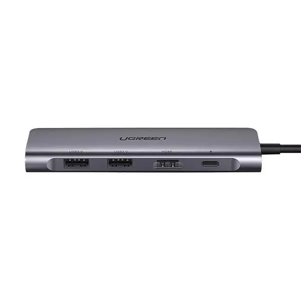 Ugreen CM195 6-in-1 USB-C adapteris – HDMI / 2× USB-A 3.0 / USB-C PD / SD / TF kortelių skaitytuvas – pilkas – 3