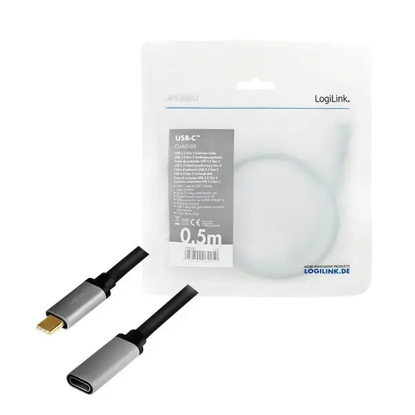 USB-C M/F cable, 4K/60Hz , alu, 0.5m – 5