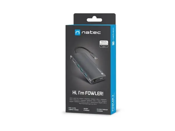 NATEC Multiport dock Fowler 2 V2 8in1 USB 3.0 hub HDMI 4K USB-C RJ45 SD micro SD – 8