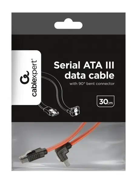 GEMBIRD CC-SATAM-DATA90-0.3M Serial ATA III 30 cm Data Cable with 90 degree bent metal clips red – 5