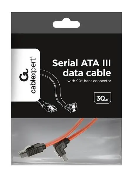 GEMBIRD CC-SATAM-DATA90-0.3M Serial ATA III 30 cm Data Cable with 90 degree bent metal clips red – 7