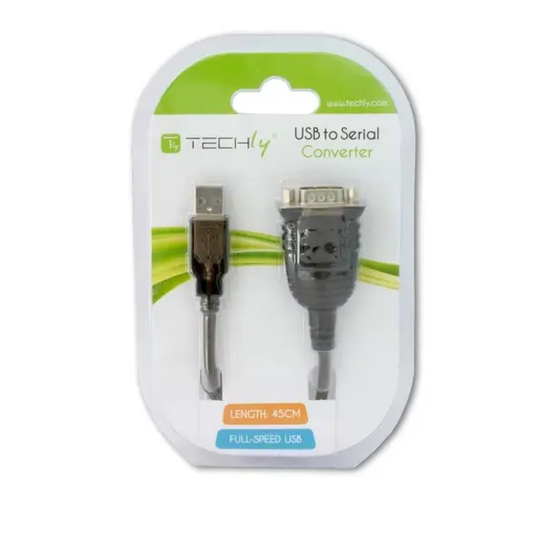 Techly IDATA USB-SER-2T serijinis kabelis Permatomas 0,45 m USB A tipo DB-9 – 2