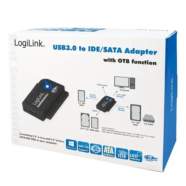 LOGILINK AU0028A - USB 3.0 to IDE & SATA Adapter with OTB – 8
