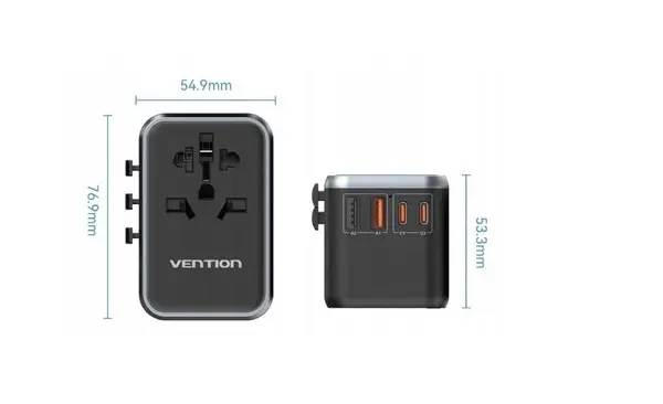 Vention 65 W GaN kelioninis adapteris ir įkroviklis 2x USB-A 2x USB-C – 5