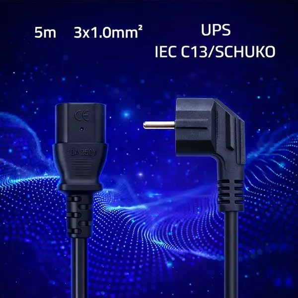 Power cable SCHUKO CEE angled plug IEC C13 5m – 2