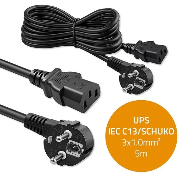 Power cable SCHUKO CEE angled plug IEC C13 5m – 5