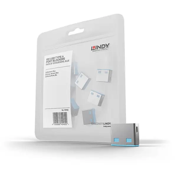 USB Priedas - LINDY USB A Prievado Blokatoriai, ABS, 12x10x5mm, Mėlyni, 10 vnt. – 3